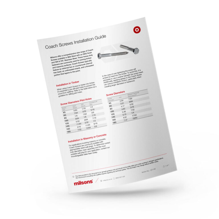 Coach Screws Installation Guide Milsons